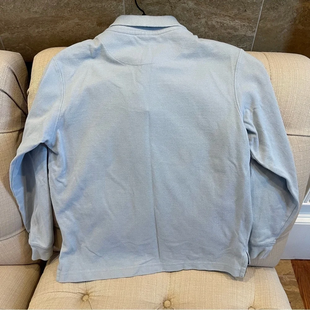 Hanna Andersson Polo Long sleeve Shirt Sz 10 Light Blue Top 100% Organic Cotton